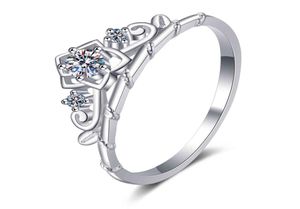 Anziw 925 Sterling Silver Moissanite Diamond 013Ct Sweet Princess Crown Engagement Ring for Women Jewelry Gifts7978918