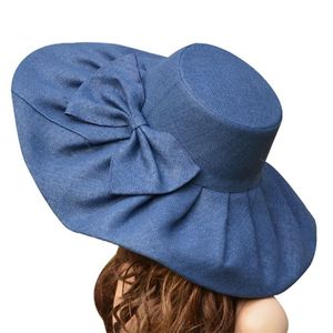 Cappello da sole pieghevole pieghevole con protezione UV per donna Kentucky Derby a tesa larga da sposa in chiesa da spiaggia Cappello floscioA047287S