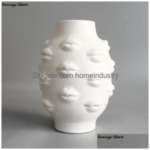 Vasen Nordic Ins Stil Kreative Persönlichkeit Gesicht Vase Moderne Minimalistische Lippen Keramik Blumen Home Bar Buchhandlung Dekoration Ornamente 21 Dhx1J