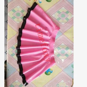Dresses 100%latex Sun Pleated Skirt Rubber Women Mini Folding Skirt in Front Black for Party Cosplay Halloween Factory Price