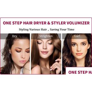 Spazzole per capelli One Step Asciugacapelli Volumizzante 3 in 1 Spazzola Blow Styler Per Rotazione Raddrizzamento Arricciatura Ioni negativi Ceramica Drop Deliv Dhfmv