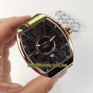 Luxry New Vanguard v45 Sc dt Data czarna tarcza automatyczna mechaniczna męska zegarek Rose Gold Róża skórzana Pasek Sports Gents Watches 01226S