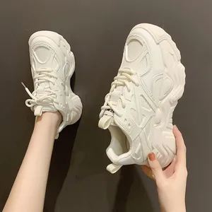 Par pappa skor enkel plattform chunky sneakers kil för kvinnors avslappnade skor andas mesh sommarsport löpande sko lättvikt tenis feminino spets upp a28