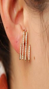 Stud Earrings 925 Sterling Silver Gold Color Micro Pave Sparking Tiny Cz Short Bar Cartilage Earring For Women Punk Fashion Jewelr1386349