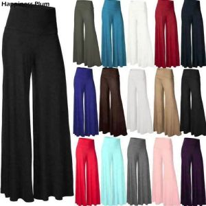 Capris Womens Plus w rozmiarze wysokiej talii szeroka noga Maxi długie spodnie Solid Kolor Office Lady Lose Enter Plisted Palazzo Lounge Salzers S3x