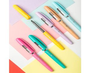 Gel pennor 6 st monami matt 2091 bläck penna set pastell färg fat 05mm punkt svart skrivning kontor signaturskolan leveranser F1191454346