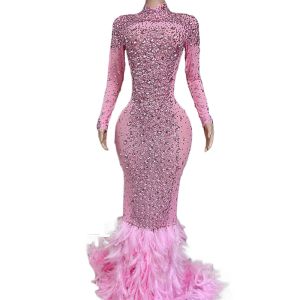 Kleid Shiny Diamonds Pink Abendkleid für Damen 2022 Hochwertiges und elegantes Hochzeits-Partykleid, formelle Grand-Bankett-Kleider