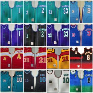 Basketball Shotback Spud Webb Jersey Tyrone Muggsy Bogues Larry Johnson Alonzo Mourning Chris Paul Steve Smith Michael Mike Bibby Drazen Petrovic Vintage