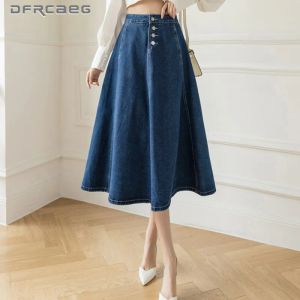 Jeans Deep Blue Singlefreated Denim Skirt Skirts Long Women 2021 High Waist Streetwear fidanzato retrò Scapace jeans Femme