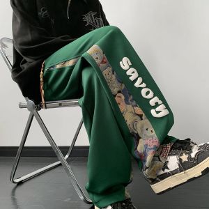 Брюки мешковатые медвежьи шаблоны мужской брюки с прямой ногой мода хип -хоп бренд уличная одежда Harajuku Man Брюки повседневные мужские штаны