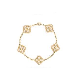 Designer de luxo pulseira folha trevo pulseira designer corrente 18k concha ouro para menina casamento dia das mães moda jóias feminino presente