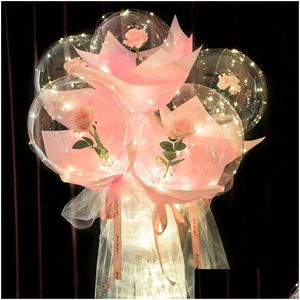 Other Event & Party Supplies Other Event Party Supplies Led Luminous Balloon Rose Bouquet Light Transparent Balloons Flower For Weddin Dh8Lk