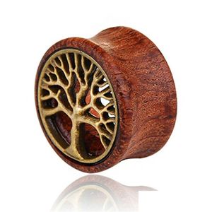 Plugues Túneis Atualização Árvore da Vida Madeira Orelhas Medidores Flesh Túneis Plugs Expansor Maca Orelha Piercing Jóias Para Homens Drop Entregar Dhtqj