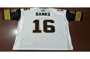 Personalizzato 604 Hamilton TigerCats 16 Brandon Banks vero ricamo completo College Jersey Taglia S4XL o personalizzato qualsiasi nome o numero jersey7700000