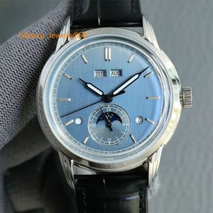 Herrenuhr 9015 mit mechanischem Uhrwerk, silberfarben, Designer-Edelstahl, Saphirglas, wasserdicht, Montre De Luxe, 40 mm, 904L, Mondphase