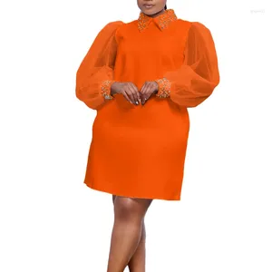 エスニック服アフリカンレディース女性のためのファッションドレスフルスリーブラウンドネックハイウエストミッドカーフエレガントバースデーパーティーディナーベスティドス