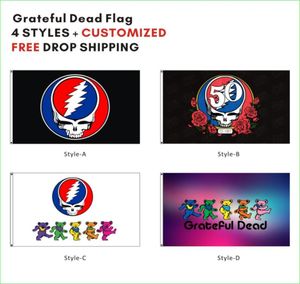 Stampa digitale personalizzata Popolare Grateful Dead Dancing Bears Bandiera 3x5 piedi Indoor outdoor Rock Banner Decorativo casa Bandiere Banner7104444845