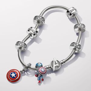 Spiders Designer Charms Pulseiras para Mulheres 925 Pulseira de Prata Esterlina DIY Fit Pandoras Marvelss Os Vingadores Capitães Américas Charme Colar Conjunto de Jóias Presente