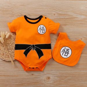 Dragon DBZ Anime Sommer Baby Junge Strampler Body Sets Kinder Kostüm Anzug Trainingsanzug für geborene Outfit Halloween 240226