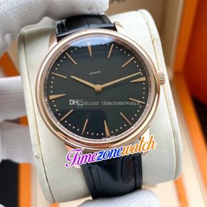 40mm Patrimony 81180 000R-9162 Miyota 8215 Automatic Mens Watch 81180 Black Dial Rose Gold Case Leather Strap Watches Timezonewatc2832