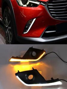 1 çift araba DRL LED Mazda CX3 CX3 2015 2017 2018 2018 2019 20202466872 için sarı dönüş sinyali fonksiyonu ile gündüz çalışma ışığı