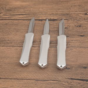 Coltello tattico AUTO di fascia alta G3102 di alta qualità D2 Lama per lavaggio in pietra CNC Argento Manico in alluminio aeronautico Escursione di campeggio esterna Coltelli tascabili EDC con strumento di riparazione