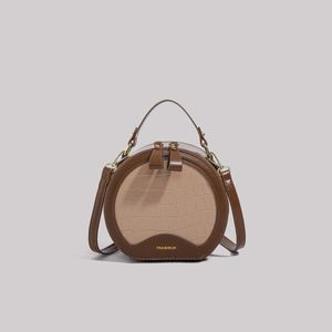 Модная и элитная маленькая круглая сумка, новая женская осенне-зимняя круглая сумка для торта, модная и универсальная сумка через плечо на одно плечо.