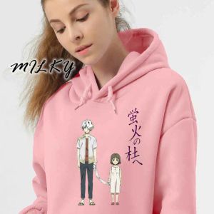 Sweatshirts Hotarubi لا موري هودز مطبوعة من البلوزات الرسومية للنساء ملابس الرسوم المتحركة الرسوم المتحركة الأكمام طويلة الأكمام الشارع المانجا