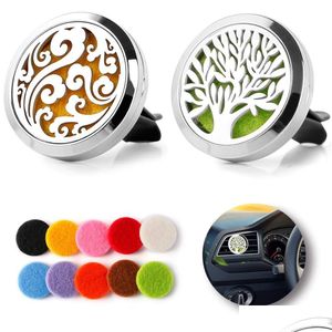 Air Freshener Car Per Clip Home Essential Oil Diffuser For Locket Stainless Steel Air Freshener Conditioning Vent 30Mm With Drop Deliv Dhebm