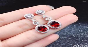 Stud Earrings KJJEAXCMY Fine Jewelry 925 Sterling Silver Inlaid Natural Gemstone Garnet Female Ear Studs Exquisite Support Test2837138