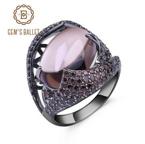 Gem039s Ballet Natural Smoky Quartz Gemstone Cocktail Ring 925 Sterling Sliver Vintage Gothic Rings for Women Gift Party Jewelr7929639