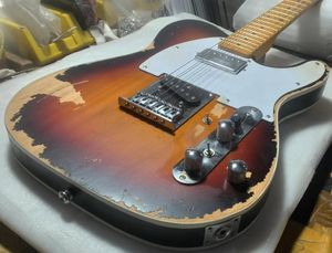 limited edition Custom shop sunburst heavy relic electric guitar,Ash body guitarra,High quality