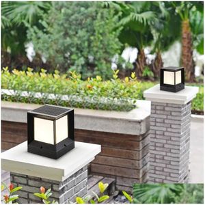 Scenbelysningstillbehör Brelon Solar LED Column Light White Warm Color Dimble Safety Outdoor Garden Lane Post Lamp Drop Delivery DHJ19