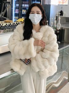毛皮の韓国の女性ふわふわフェイクフォックスファーカーディガンショート厚い暖かい毛皮コート冬ホットセルジャケットセクシーな女性スリミングストリートアウトウェア