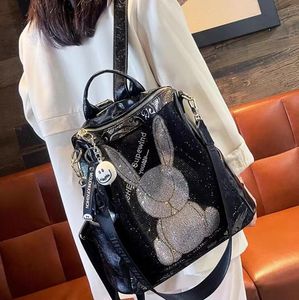 Женская сумка через плечо, 3 цвета, спортивный повседневный кожаный рюкзак для путешествий на открытом воздухе, популярная в этом году элегантная сумка с бриллиантами, уличная трендовая мультяшная сумка-мессенджер 2215 #
