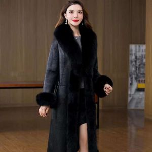 Grass Fox Collar Rabbit متكامل للسيدات الطويل للسيدات 2023 Winter New Haining Fur Coat 273227