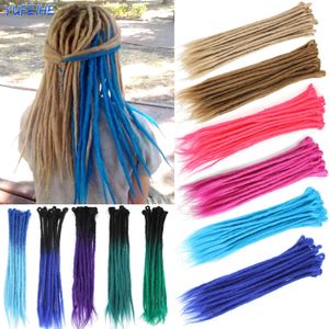 Synthetic 100% Handmade Dreadlocks Extensions Faux Locs Crochet Braid Hair Hip-Hop Style 20 Inch 10 StrandsPack For Women Blue 240226