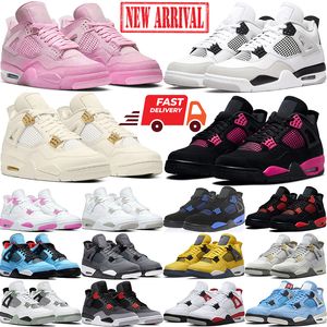 4s Mens basketskor 4s Militär Black Cat Red Pink Thunder Midnight Navy White Oreo 4 Metallic Sail Men Trainer Storlek 5.5-13 Designer Sneakers