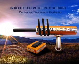 Maxgeek o verdadeiro aks ouro detector de metais de longo alcance detector de ouro dourado 6 antenas caixa de plástico para prata filter4978902