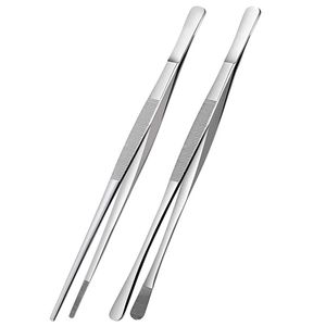 2Pcs 12Inch Kitchen Cooking Tongs Stainless Steel Tweezers for Beauty Repairing Pet Feeding BBQ Arts Crafts Food Styling 240226