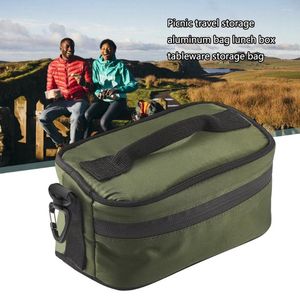 Duffel Bags Alumínio Térmico Bento Box Carrier Bag Double End YKK Zipper Outdoor Camping Talheres Armazenamento para Caminhadas Diárias