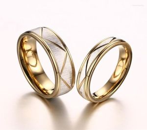 Bröllopsringar mattade färdiga band för par ringer rostfritt stål kvinnor män engagemang smycken gåva hela droppfartyg r324G4452261