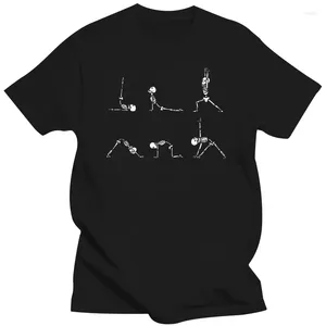 Erkek Tişörtleri Yoga İskeletleri Asana Namaste Komik Meditasyon Cadılar Bayramı Yogi T-Shirt Aile Pamuk Erkekler Üstler Gömlek Fitness Hakim