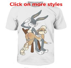 Nya modepar män kvinnor unisex tecknad bugs bunny lola bunny spanking rolig 3d tryck ingen cap casual tshirt tshirts tee topp t3193086