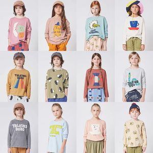 Ins 2023 Korean Childrens Autumn Winter Clothes For Girls Boys Baby Long Sleeve Tshirt Cartoon Funny Tops Wear Tee Cotton 240220