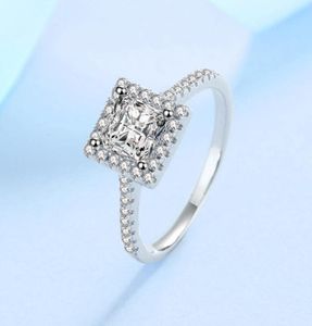 1 CT Обручальное кольцо принцессы из стерлингового серебра 925 пробы с бриллиантами Halo, обручальное кольцо с бриллиантами для женщин, ювелирные изделия 2208139666175