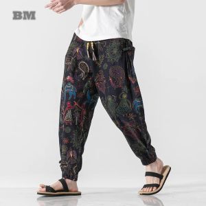 Pants Spring Summer Loose Plus Size Harem Pants Thai Style Thin Beach Pants Men 2022 Ethnic Style Oversized Couple Jogging Pants