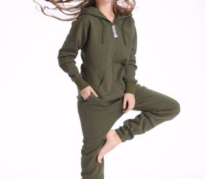 Nordic Way Army Green Jumpsuit Hoodies Fleece Zip Women Men Romper T2005092507295