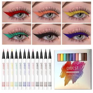 12 kolorów Mat Eyeliner Pencil Zestaw Glitter Makeup Wodoodporny Kolorowy ciekłokrystaliczny Diamentowy Kreator Penu