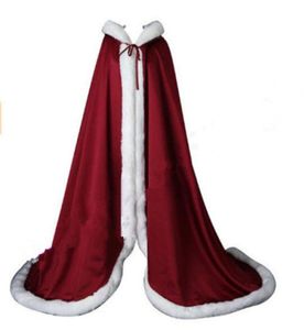 Zimowe szale ślubne kurtki Cape Faux Fur Cloaks z kapturem idealne okłady ślubne Abaya sukienki ślubne 1064304